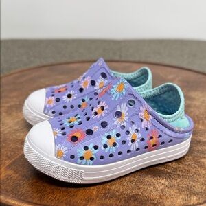 Skechers Shoes Baby 5 Girls Purple Rubber Sneaker Water Summer Play Floral Daisy